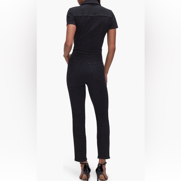 Good American Fit For Success denim jumpsuit in black - Picture 3 of 15